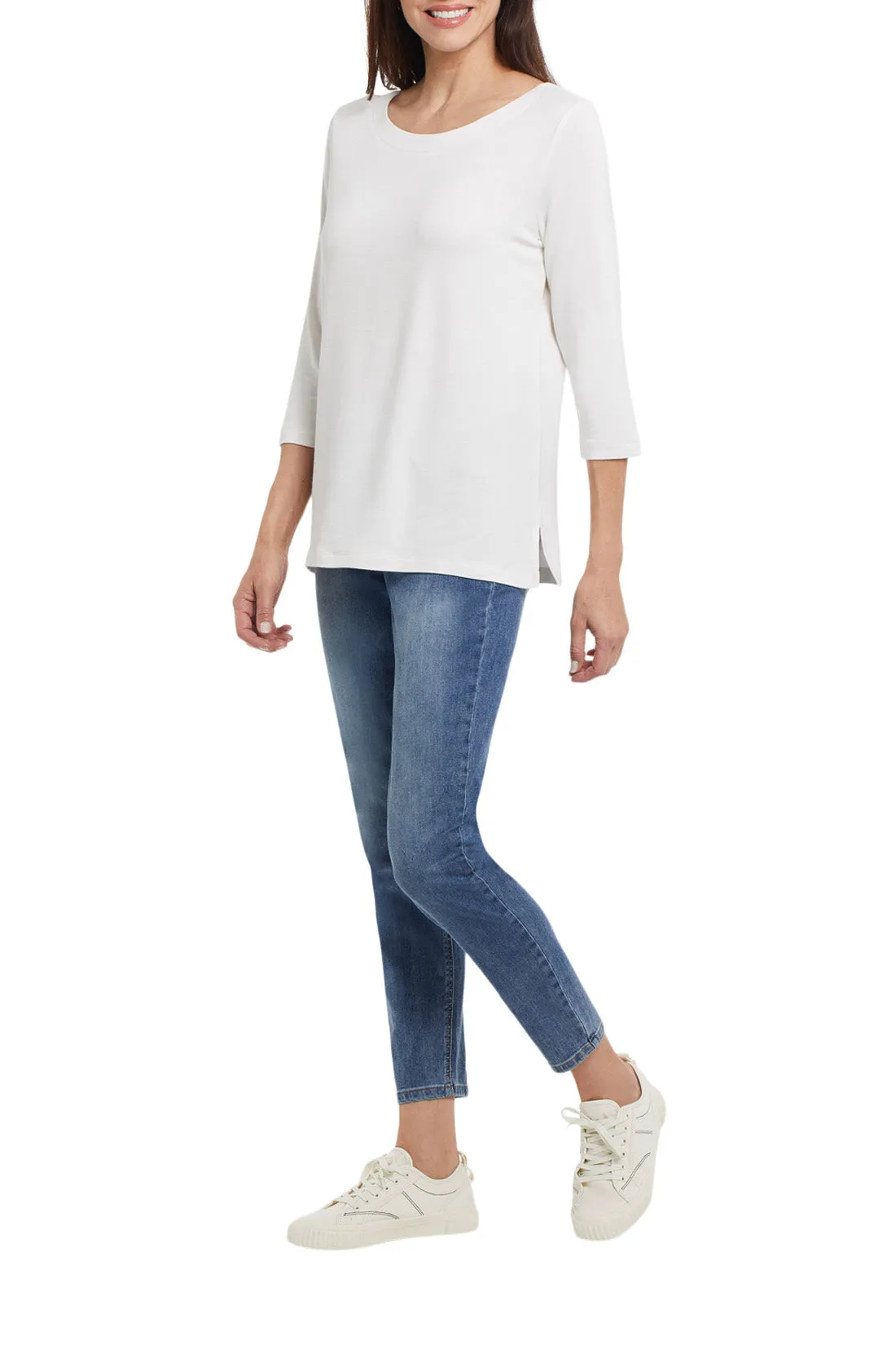 Tribal Boat Neck 3/4 Sleeve Top