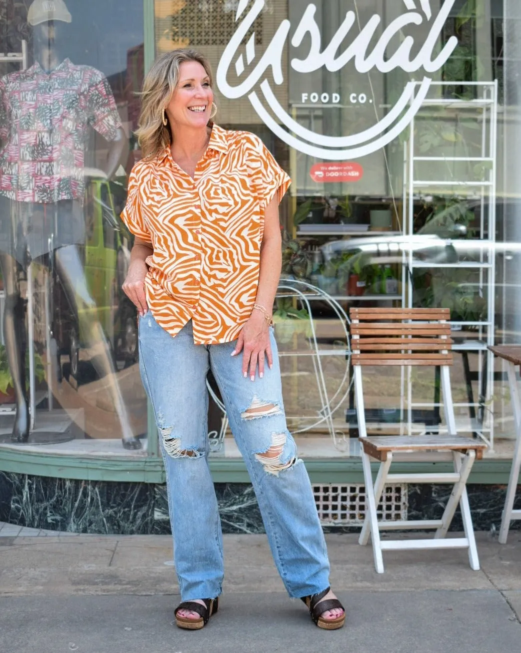 WILD THING ZEBRA PRINT TOP -  ORANGE