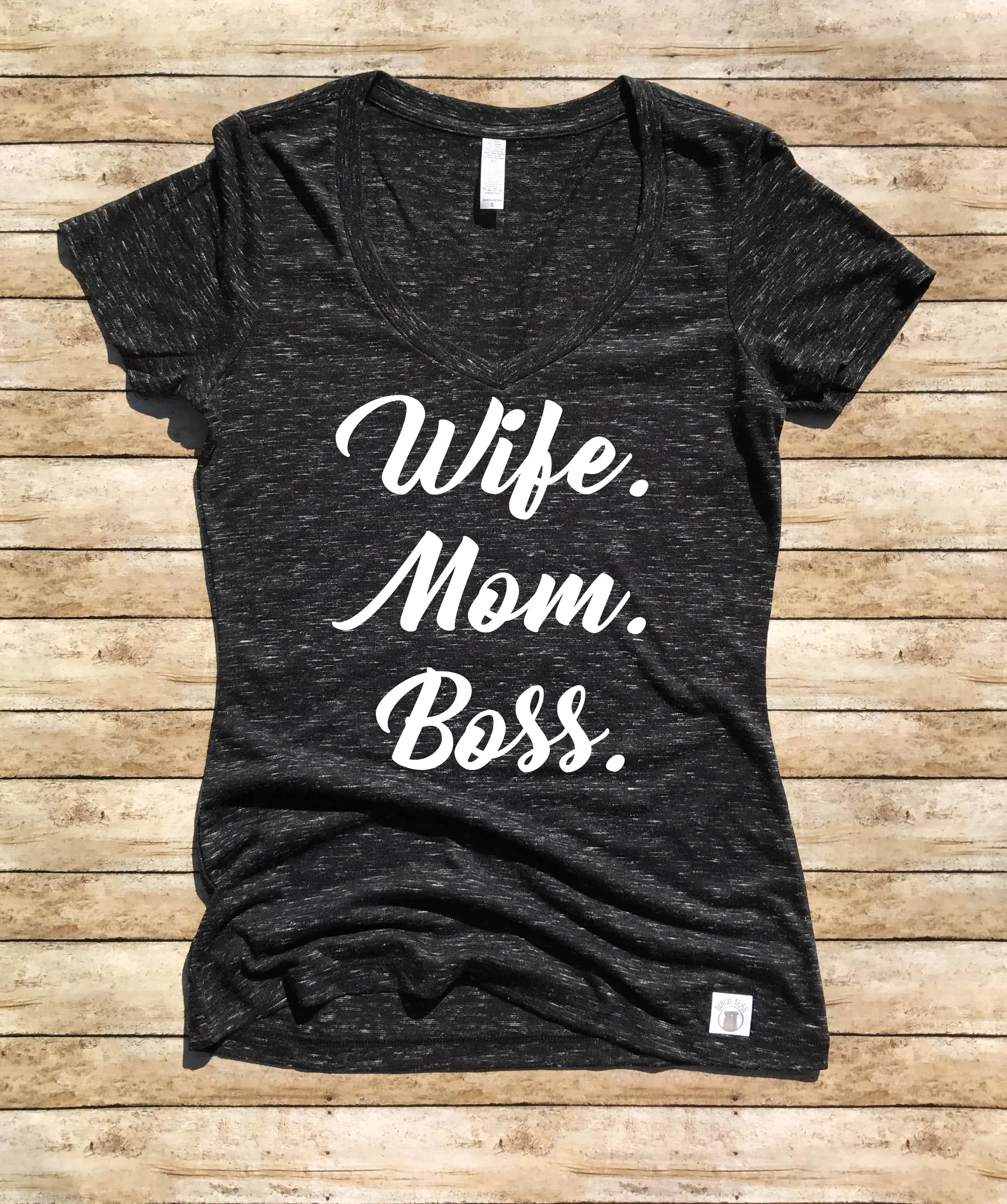 Women's Form Fitting V-Neck Wife Mom Boss Shirt - Mom Life Shirt - Mom Shirts - Funny Mom SHirt - Women's Shirt - Funny Mom Shirt
