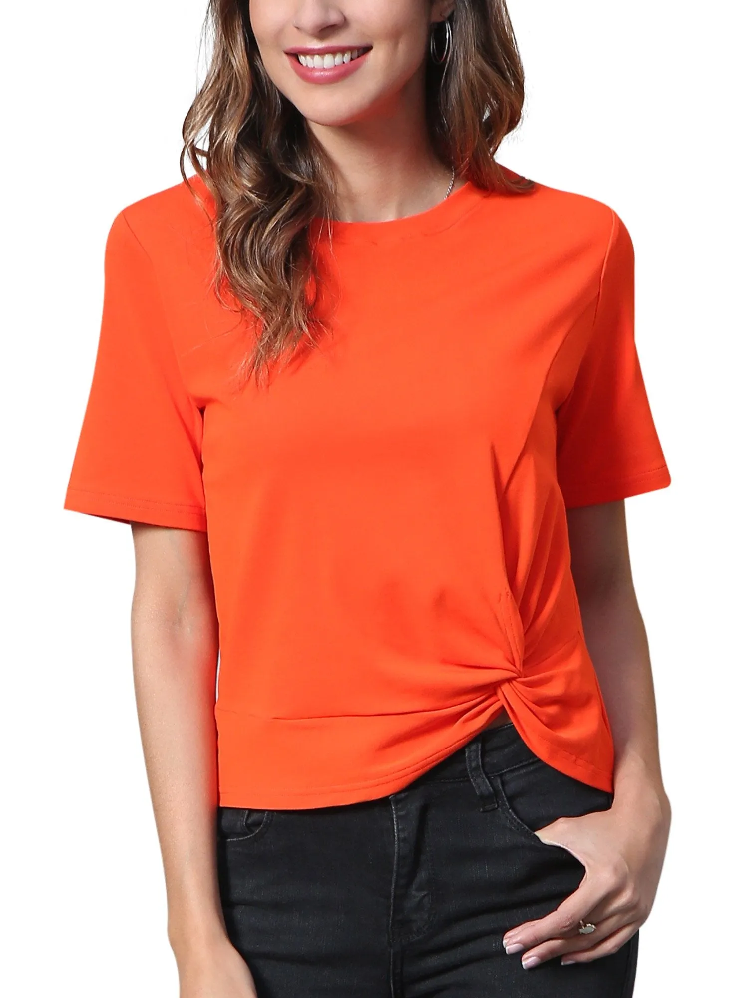 Women's Short Sleeve Twist Knot T Shirt