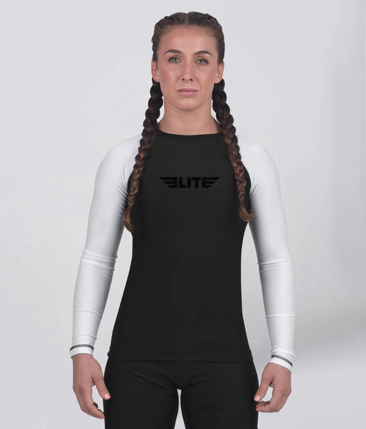 Women's Standard White Long Sleeve MMA Rash Guard